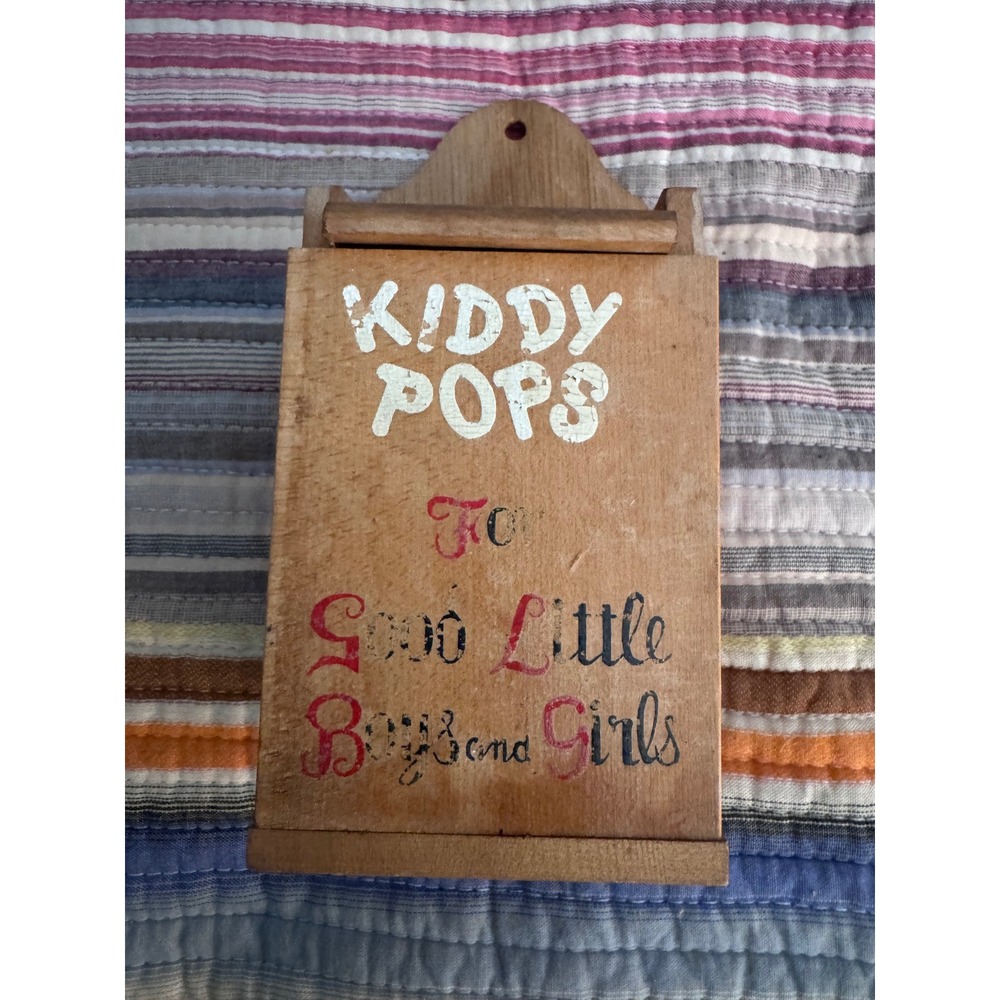 Vintage Kiddy Pops Wooden Candy Box Japan Wall Mount Nursery Decor Hand Painted